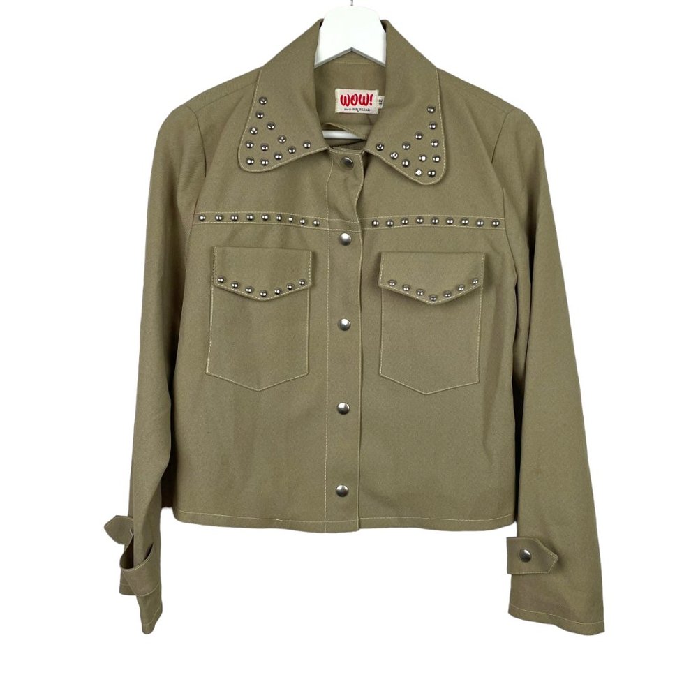 Vintage WOW Div. of Sir Julian Womens 12 Beige Button Up Studded Jacket 70s 80s